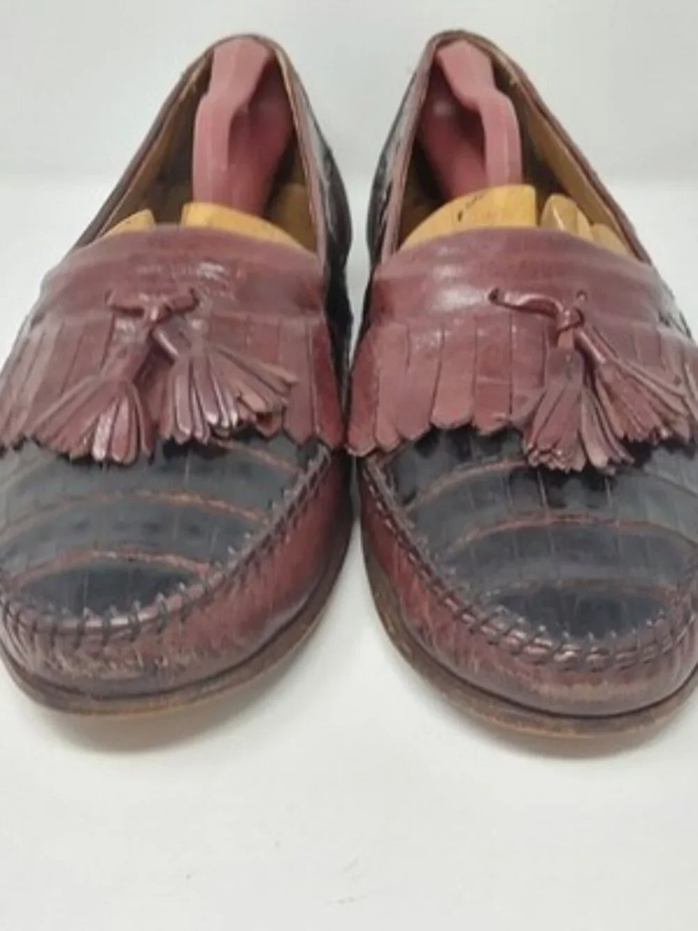 Bruno Magli Crocodile Tassel Loafers Brown Dress Shoes Italy Mens Size 9M